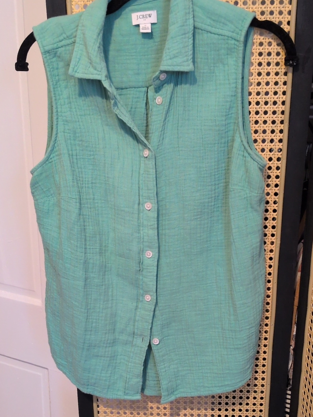 J. Crew Sleeveless Button-Down Gauze Top